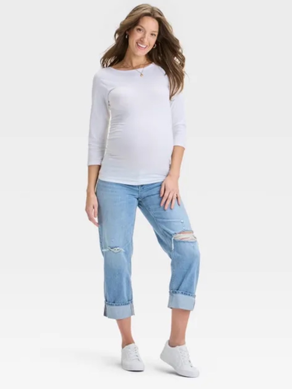 Isabel Maternity by Ingrid & Isabel Light Blue Distressed Boyfriend Jeans